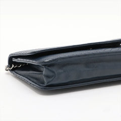 Chanel Chevron Caviar Wallet on Chain Navy