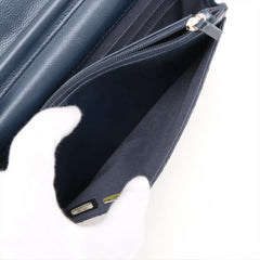 Chanel Chevron Caviar Wallet on Chain Navy