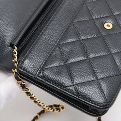 Chanel Caviar Wallet on Chain Black