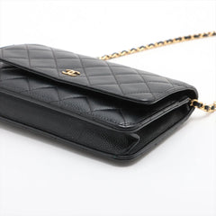 Chanel Caviar Wallet on Chain Black