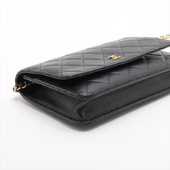 Chanel Caviar Wallet on Chain Black