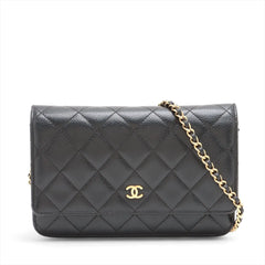 Chanel Caviar Wallet on Chain Black