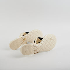 Chanel Camelia Jelly Sandals (Beige/Black) Size 40