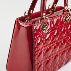 Christian Dior Lady Dior Medium Red Patent