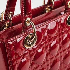 Christian Dior Lady Dior Medium Red Patent
