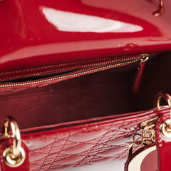 Christian Dior Lady Dior Medium Red Patent