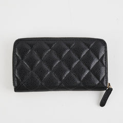 Chanel Zipper Wallet Caviar Black