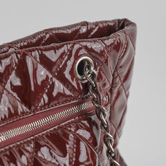 Chanel Quilted Patent Large Tote Bag Burgundy