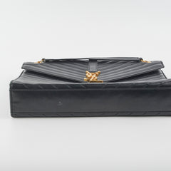 Saint Laurent Large Envelope Leather Black Shoulder Bag