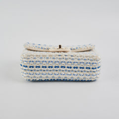 Chanel Mini Rectangular Tweed Flap Blue/White