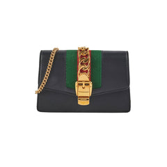 Gucci Supermini Sylvie Chain Bag Black