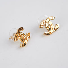 Chanel CC Logo Gold Stud Earrings Costume Jewellery