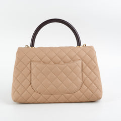 Chanel Medium Caviar Coco Handle Beige (Lizard embossed top handle)