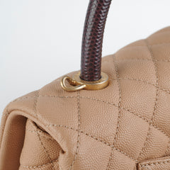 Chanel Medium Caviar Coco Handle Beige (Lizard embossed top handle)