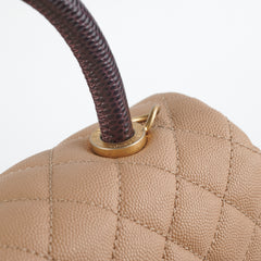 Chanel Medium Caviar Coco Handle Beige (Lizard embossed top handle)