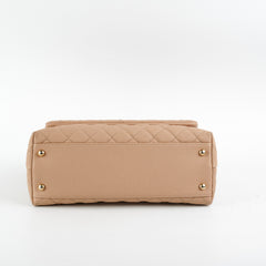Chanel Medium Caviar Coco Handle Beige (Lizard embossed top handle)
