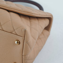 Chanel Medium Caviar Coco Handle Beige (Lizard embossed top handle)