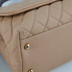Chanel Medium Caviar Coco Handle Beige (Lizard embossed top handle)