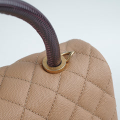 Chanel Medium Caviar Coco Handle Beige (Lizard embossed top handle)