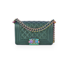 Chanel Small Iridescent Green Goatskin Boy