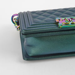 Chanel Small Iridescent Green Goatskin Boy