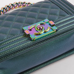 Chanel Small Iridescent Green Goatskin Boy