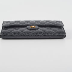 Chanel Long Wallet Caviar Black