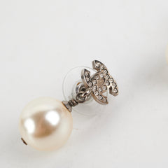 Chanel CC Logo Pearl Drop Earrings