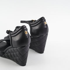 Chanel Quilted Black Sandals Size 40