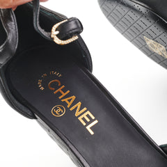 Chanel Quilted Black Sandals Size 40