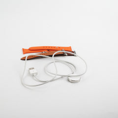 Hermes 40mm Apple Watch (Series 6) Stainless Steel Case (Fauve Barenia Single Tour/Orange Strap))