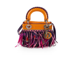 Dior Mini Lady Dior Python Fringe Orange/Purple