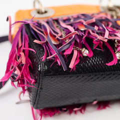 Dior Mini Lady Dior Python Fringe Orange/Purple