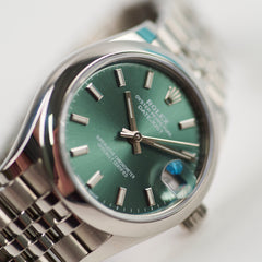 Rolex Watch Datejust 31mm Stainless Steel Smooth Bezel Mint Green Index Dial