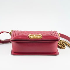 Chanel Small Boy Lambskin Burgundy 19 Series