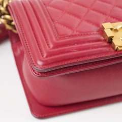 Chanel Small Boy Lambskin Burgundy 19 Series