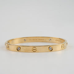 Cartier Love Bracelet 4 Diamonds Classic Model Yellow Gold - Size 17