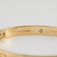 Cartier Love Bracelet 4 Diamonds Classic Model Yellow Gold - Size 17