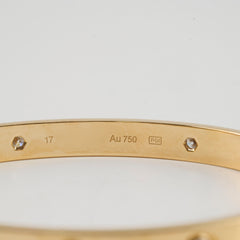 Cartier Love Bracelet 4 Diamonds Classic Model Yellow Gold - Size 17
