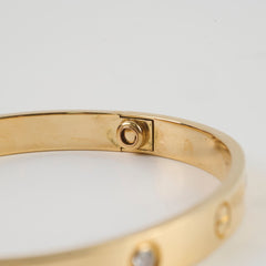 Cartier Love Bracelet 4 Diamonds Classic Model Yellow Gold - Size 17