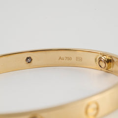 Cartier Love Bracelet 4 Diamonds Classic Model Yellow Gold - Size 17