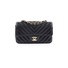 Chanel Mini Rectangle Black Lambskin Chevron
