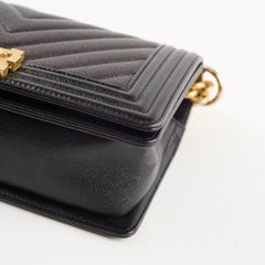 Chanel Old Medium Boy Bag Black Caviar GHW Chevron