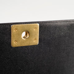 Chanel Old Medium Boy Bag Black Caviar GHW Chevron