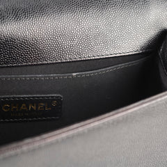Chanel Old Medium Boy Bag Black Caviar GHW Chevron