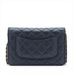 Chanel Caviar Wallet On Chain WOC Navy (microchipped)