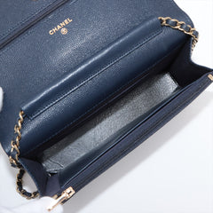Chanel Caviar Wallet On Chain WOC Navy (microchipped)