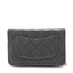 HOLD Chanel Caviar Wallet On Chain WOC Black (microchipped)