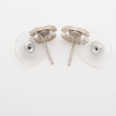 Chanel Coco Logo Rhinestone Silver Stud Earrings Costume Jewellery