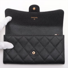 Chanel Long Caviar Black Wallet